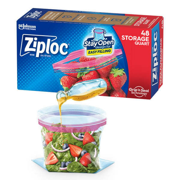 Food Storage Ziploc® Brand Storage Bags with Stay Open Design for Easy Filling hero