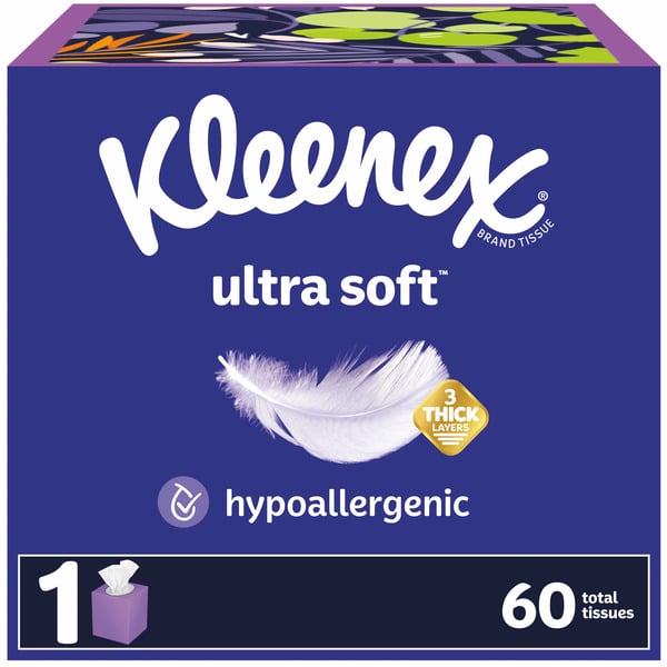 Paper Goods Kleenex Ultra Soft Facial Tissues Cube Box 3 Ply hero