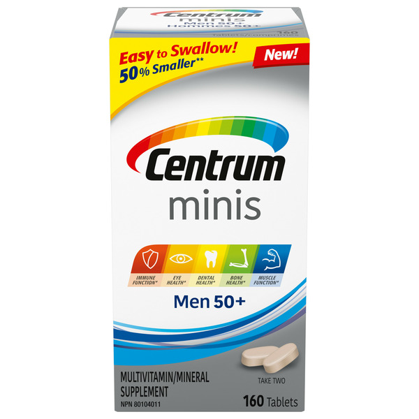 Vitamins & Supplements Centrum Vitamins, Men 50+ Multivitamin Supplement, Mini Tablets, 160 Count hero