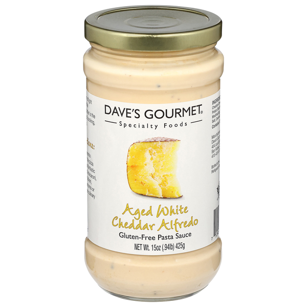 Pasta Sauce Dave's Gourmet Pasta Sauce, Gluten-Free, White Cheddar Alfredo, Aged hero