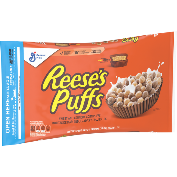 Cereal General Mills Reese's Puffs Chocolatey Peanut Butter Kids Breakfast Cereal hero