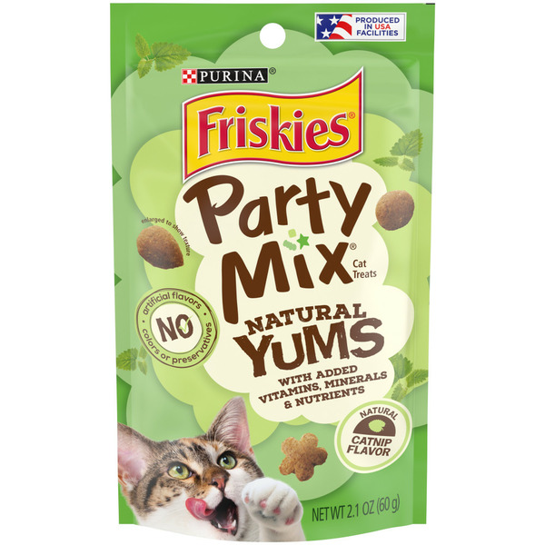 Cat Treats Purina Friskies Made in USA Facilities, Natural Cat Treats, Party Mix Natural Yums Catnip Flavor hero