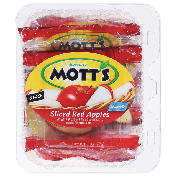 Packaged Vegetables & Fruits Mott's Red Apples, Sliced, 6 Pack hero