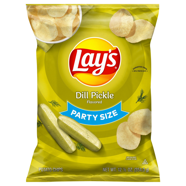 Chips & Pretzels Lay's Potato Chips, Dill Pickle Flavored, Party Size hero