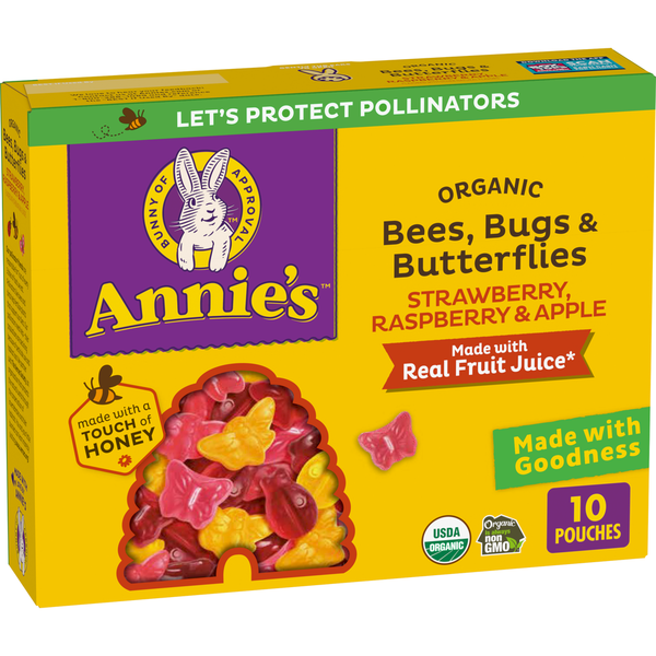 Dips Annie's Organic Bees, Bugs, and Butterflies Fruit Flavored Snacks hero