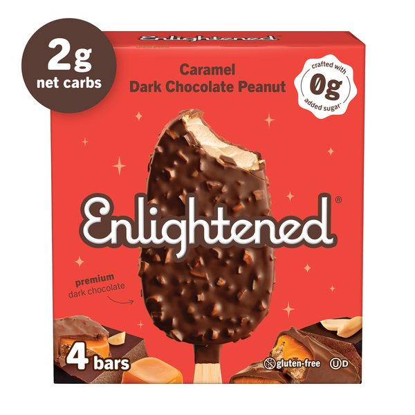 Ice Cream & Ice Enlightened Ice Cream Bars, Caramel Dark Chocolate Peanut, 4 Pack hero