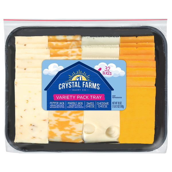 Packaged Cheese Crystal Farms Cheese, Assorted, Variety Pack tray hero