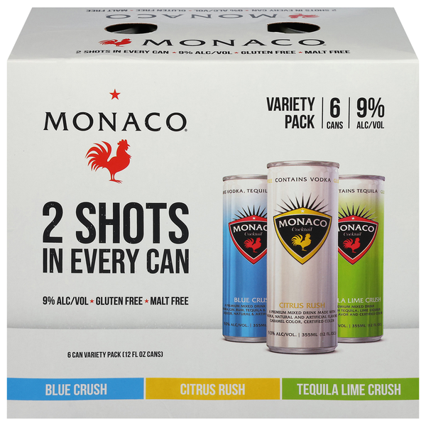 Spirits Monaco Cocktail, Blue Crush/Citrus Rush/Tequila Lime Crush, Variety Pack hero