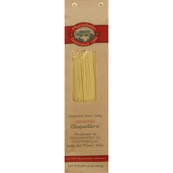 Dry Pasta Montebello Capellini, Organic hero