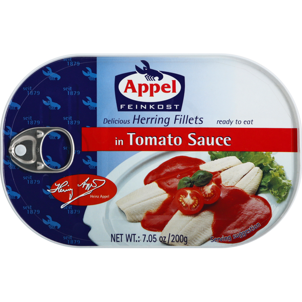 Canned Meat & Seafood Appel Herring Fillets, in Tomato Sauce hero