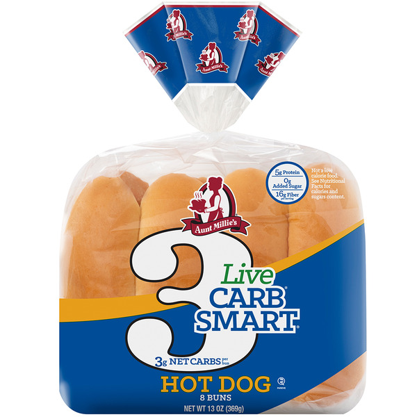 Buns & Rolls Aunt Millie's Live Carb Smart, Hot Dog Buns hero