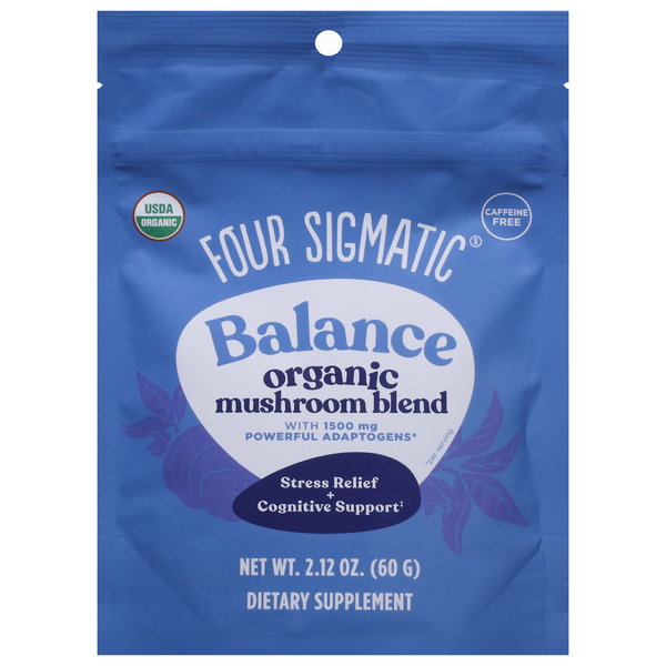 Vitamins & Supplements Four Sigmatic Mushroom Blend, Caffeine Free, 1500 mg, Organic, Balance hero