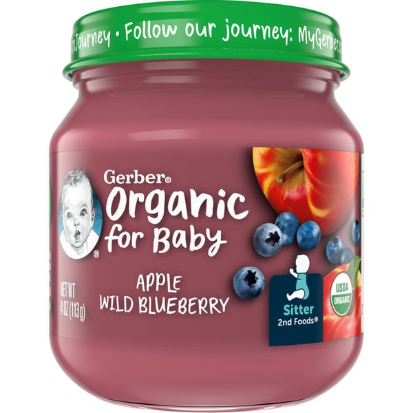 Baby Food & Formula Gerber Organic Apple Wild Blueberry Baby Food Jars hero