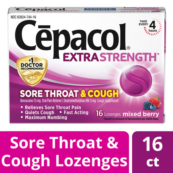 Cold, Flu & Allergy Cepacol® Extra Strength Sore Throat & Cough Relief Lozenges, Mixed Berry, Maximum Numbing hero