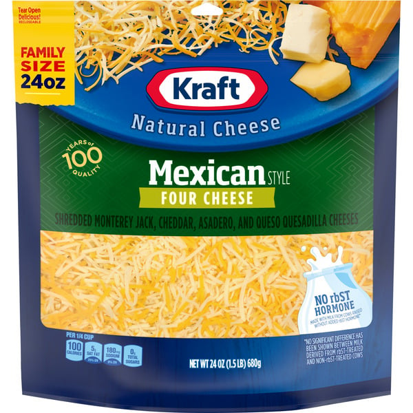 Cheese Kraft Natural Cheese Shredded Mexican Style Four Cheese hero