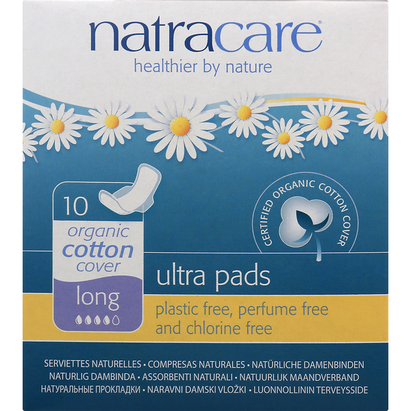 Feminine Care Natracare Pads, Ultra, Long, with Organic Cotton Cover hero