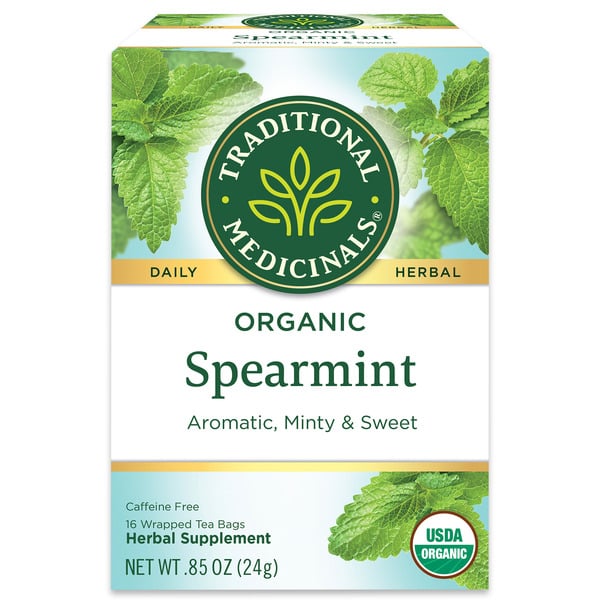 Tea Bags and Mixes Traditional Medicinals Organic Spearmint, Caffeine Free Herbal Tea hero