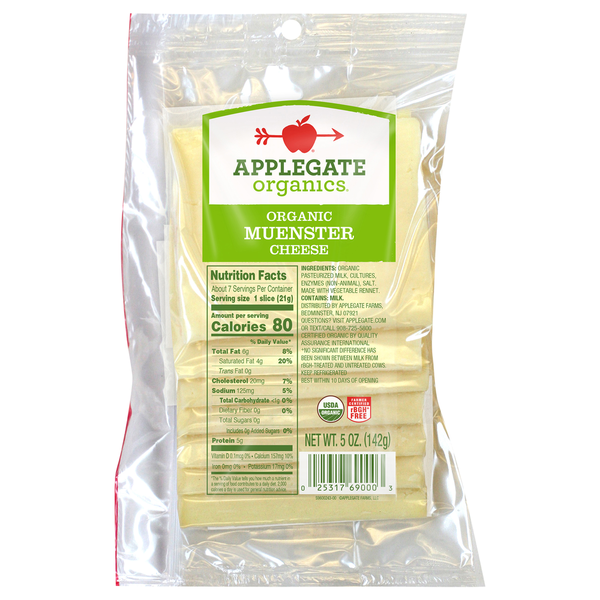 Packaged Cheese Applegate Organics Organic Muenster Cheese hero