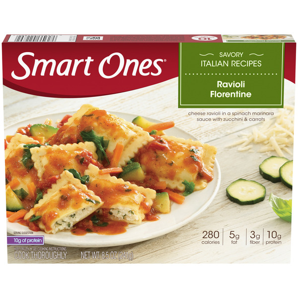 Frozen Meals Smart Ones Ravioli Florentine with Spinach Marinara Sauce, Zucchini & Carrots Frozen Meal hero