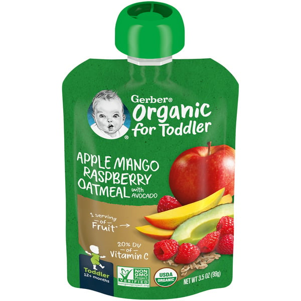 Coffee Gerber Apple Mango Raspberry Oatmeal With Avocado Pouch hero