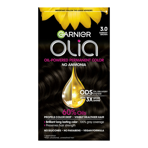 Hair Care Garnier Oil Powered Ammonia Free Permanent Hair Color, 3.0 Darkest Brown hero