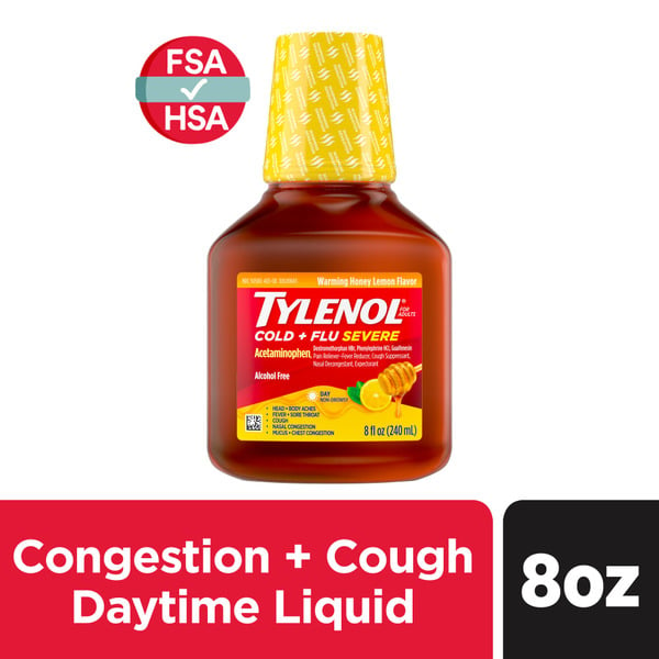 Cold, Flu & Allergy TYLENOL + Flu Severe Flu Medicine, Honey Lemon Flavor hero