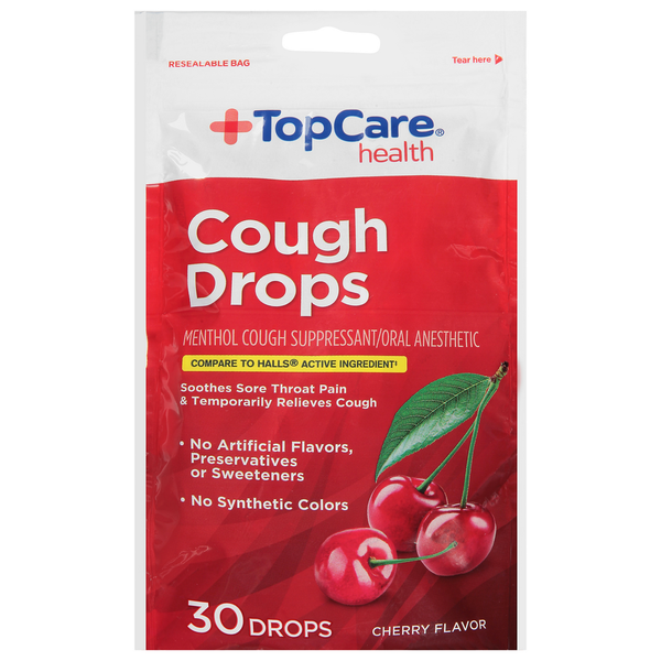 Cold, Flu & Allergy TopCare Cough Drops, Cherry Flavor hero