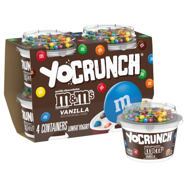 Yogurt YoCrunch Low Fat Vanilla Yogurt with M&Ms(R), 4 oz, 4 Pack hero