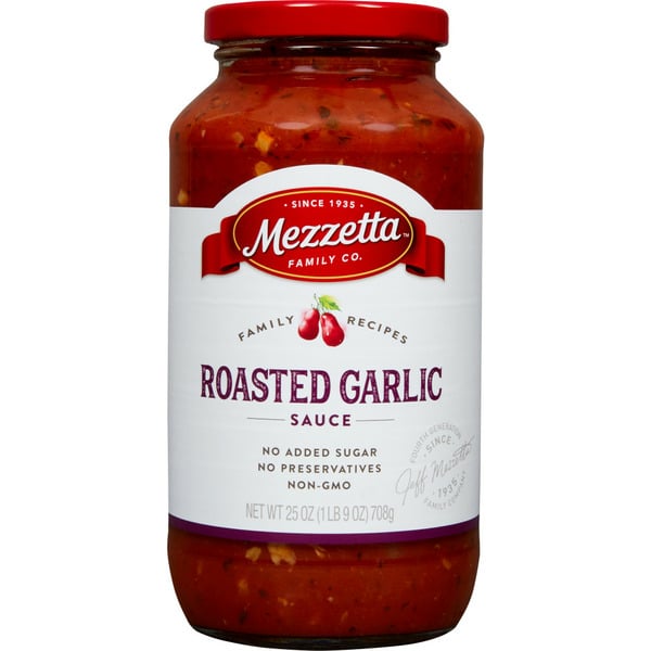 Pasta Sauce Mezzetta Family Recipes Roasted Garlic Sauce hero