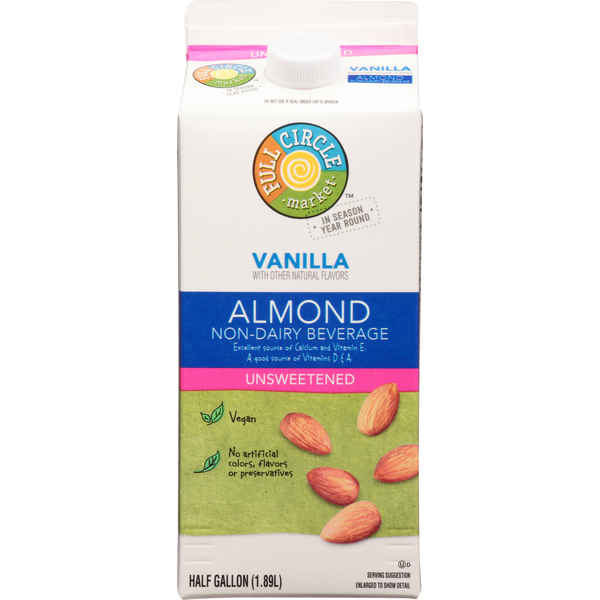 Soy & Lactose-Free Full Circle Almond Beverage, Vanilla, Unsweetened hero