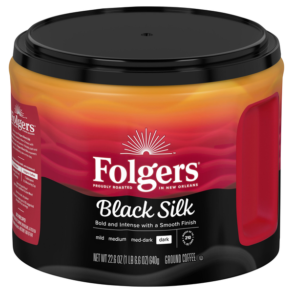 Coffee Folgers Coffee, Ground, Dark, Black Silk hero