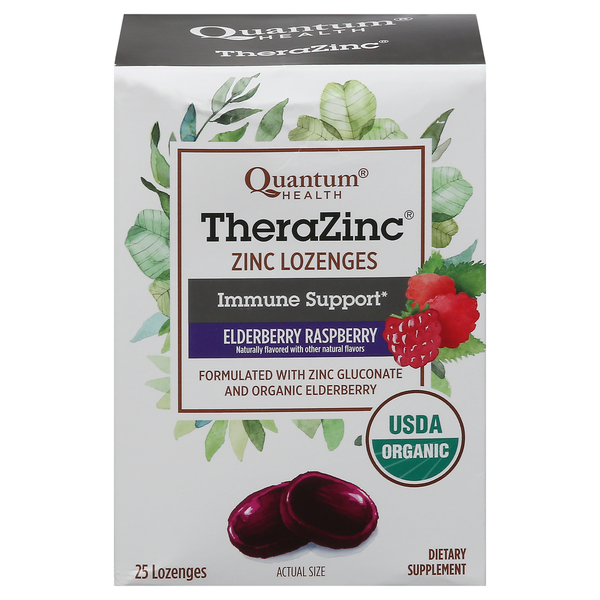 Cold, Flu & Allergy Quantum Health Zinc Lozenges, Elderberry Raspberry hero