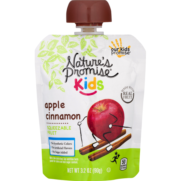 Produce Nuts & Snacks Nature's Promise Squeezable Fruit, Apple Cinnamon, Kids hero