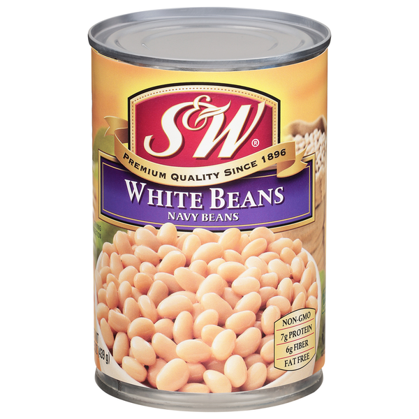 Canned Meals & Beans S&W White Beans - Navy Beans - 15.5 Oz. Can hero