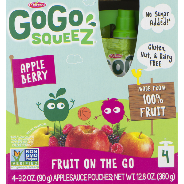 Canned Fruit & Applesauce GoGo Squeez Apple Sauce, Apple Berry, 4 Pack hero