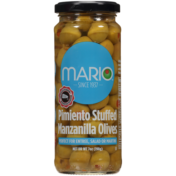 Pickled Goods & Olives Mario Reduced Sodium Pimiento Stuffed Manzanilla Olives hero