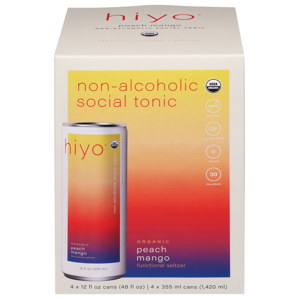 Hiyo Functional Seltzer, Organic, Peach Mango hero