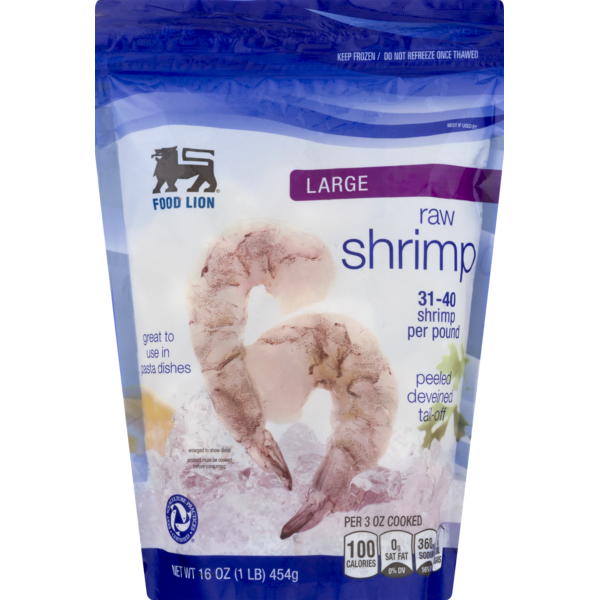 Frozen Shrimp & Shellfish Food Lion Large Raw Shrimp, 31-40ct hero