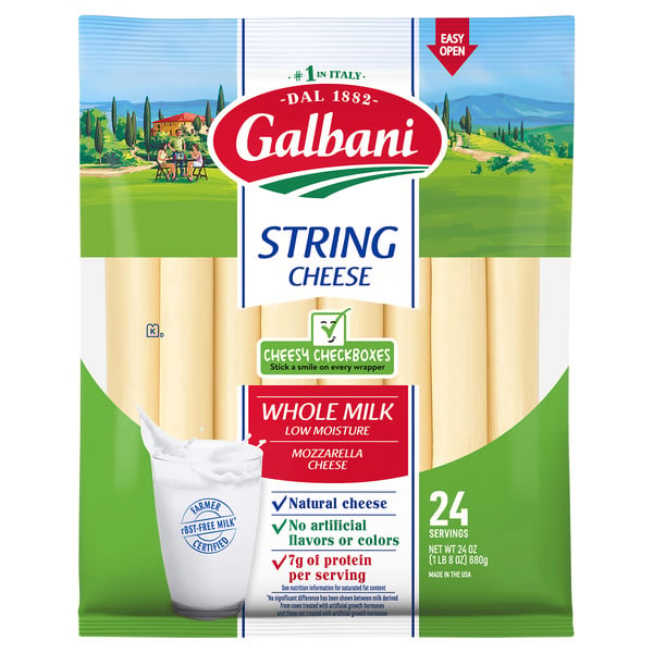 Packaged Cheese Galbani Whole Milk Mozzarella String Cheese hero