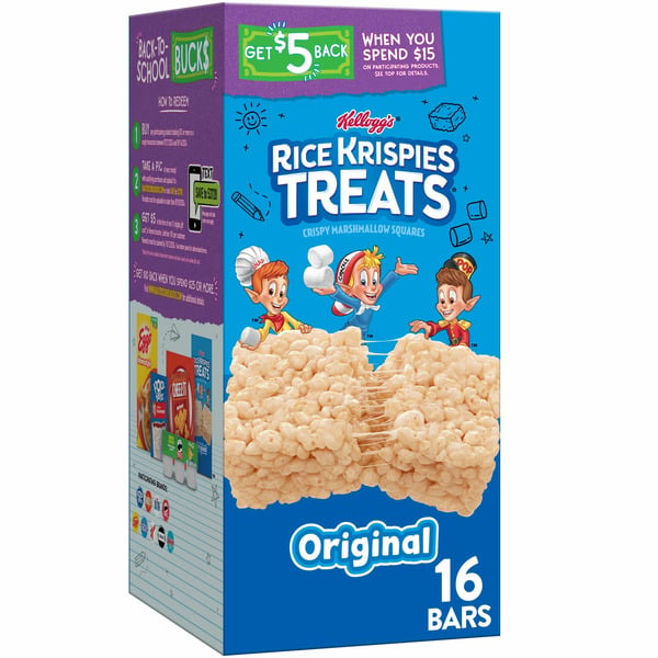 Breakfast Bars & Pastries Kellogg's Rice Krispies Treats Crispy Marshmallow Squares, Kids Snacks, Snack Bars, Original hero