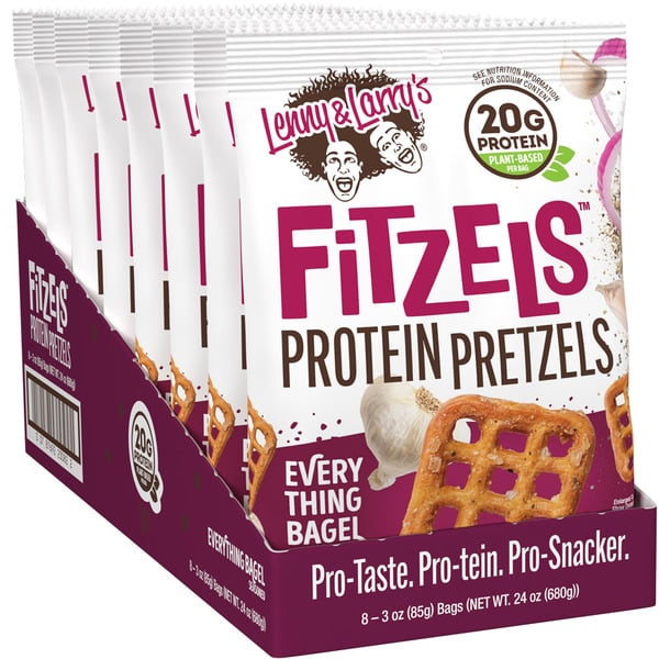 Lenny & Larry Fitzels Protein Pretzels, Everything Bagel Seasoned hero