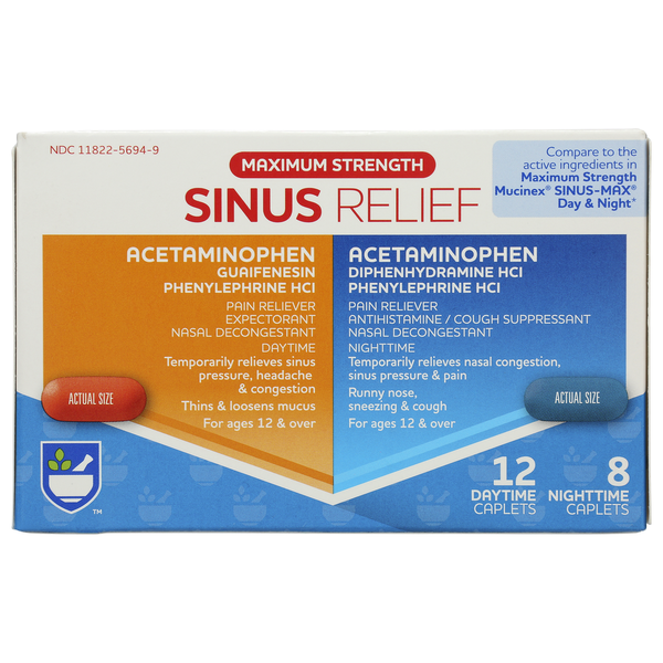 Rite Aid Maximum Strength Day/Night Sinus Relief, 12 Daytime Caplets, 8 Nighttime Caplets hero