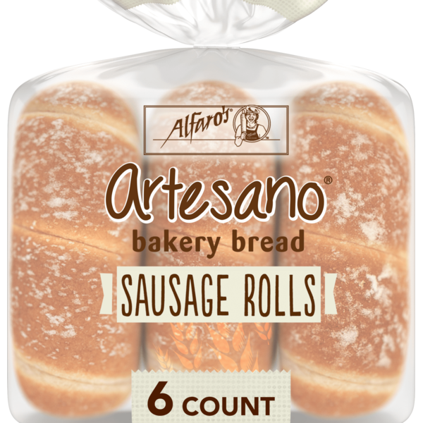 Buns & Rolls Alfaro's Artesano, 6 count, White Sausage Rolls hero