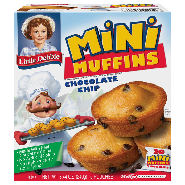 Breakfast Bakery Little Debbie Muffins, Chocolate Chip, Mini hero