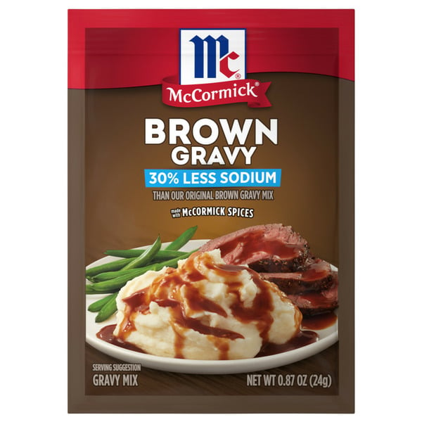 Instant Foods McCormick® 30% Less Sodium Brown Gravy Seasoning Mix hero