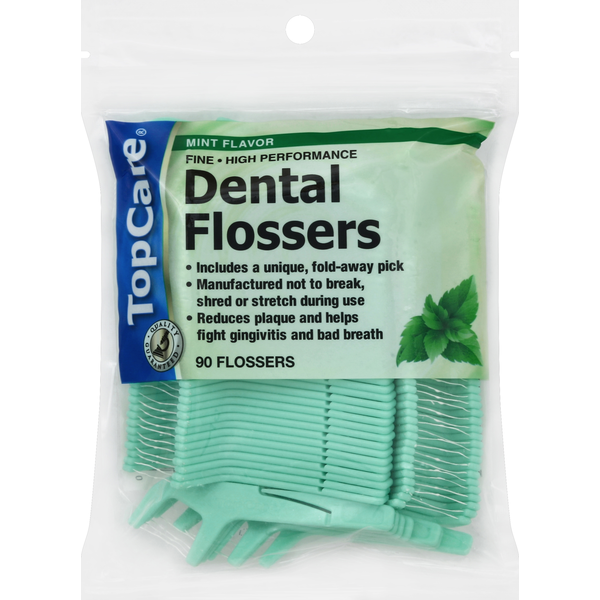 Oral Hygiene TopCare Dental Flossers, Fine, High Performance, Mint Flavor hero