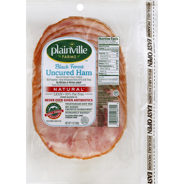 Packaged Meat Plainville Farms Ham, Uncured, Black Forest hero