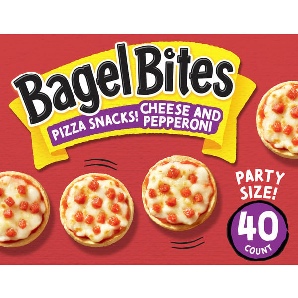 Frozen Meals Bagel Bites Cheese & Pepperoni Mini Pizza Bagel Frozen Food Snacks hero