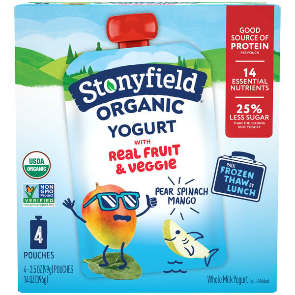 Yogurt Stonyfield Organic Pear Spinach Mango Whole Milk Yogurt hero