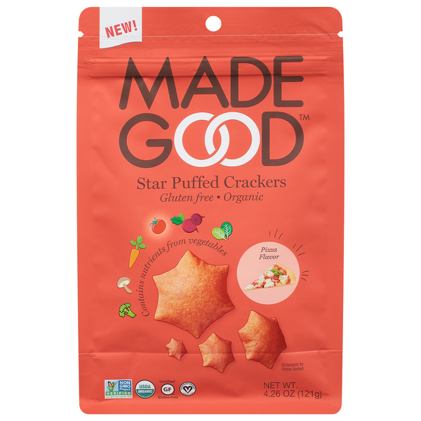 Crackers MadeGood Star Puffed Crackers, Organic, Pizza Flavor hero